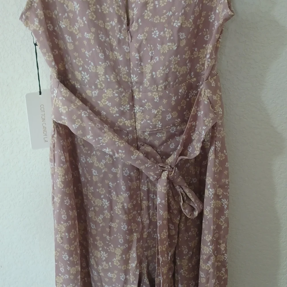 New Cotton Candy LA pink floral jumpsuit size large - Picture 8 of 9